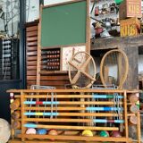 Old wooden croquet game