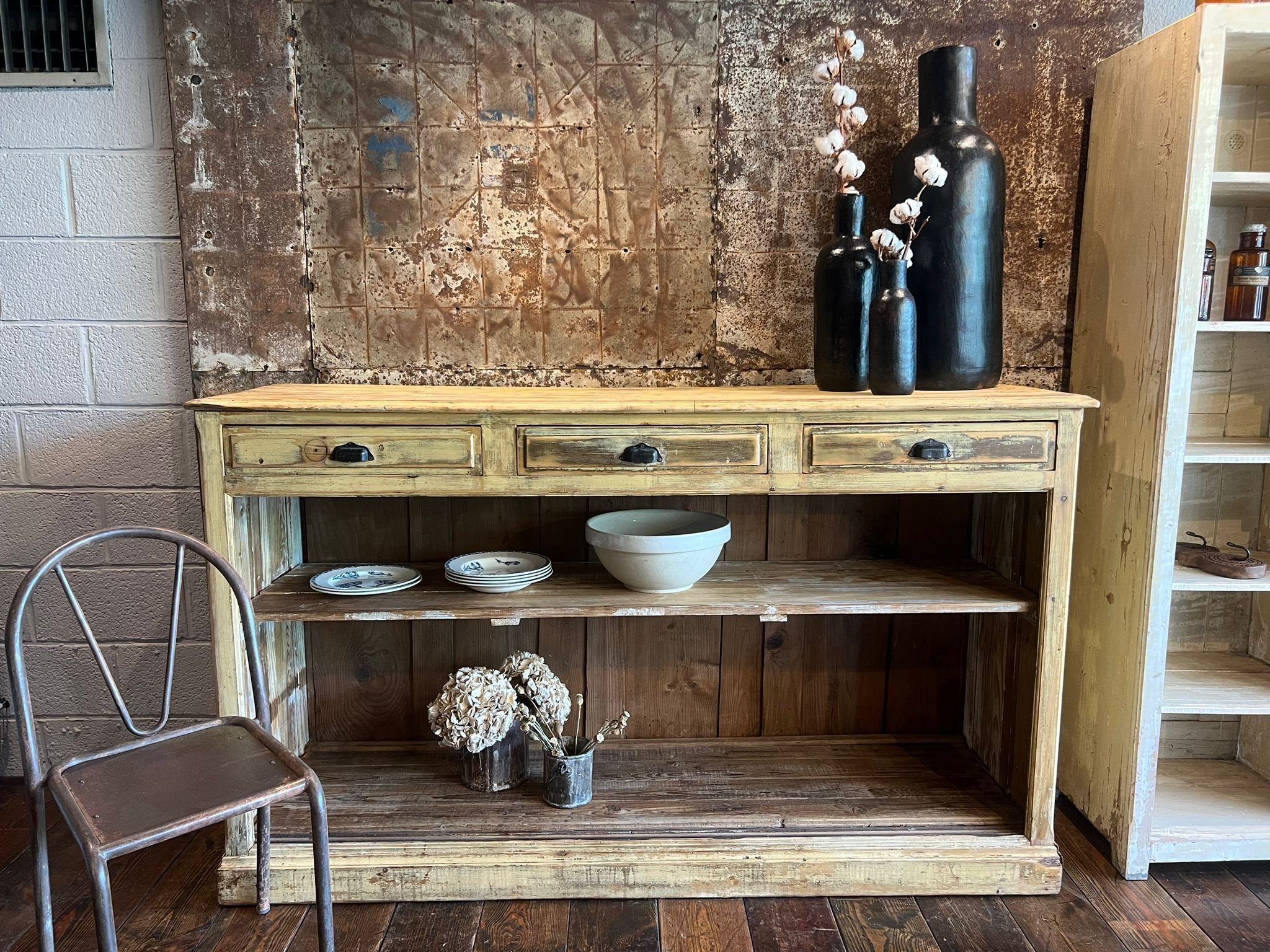 Sideboard 3 drawers patinated