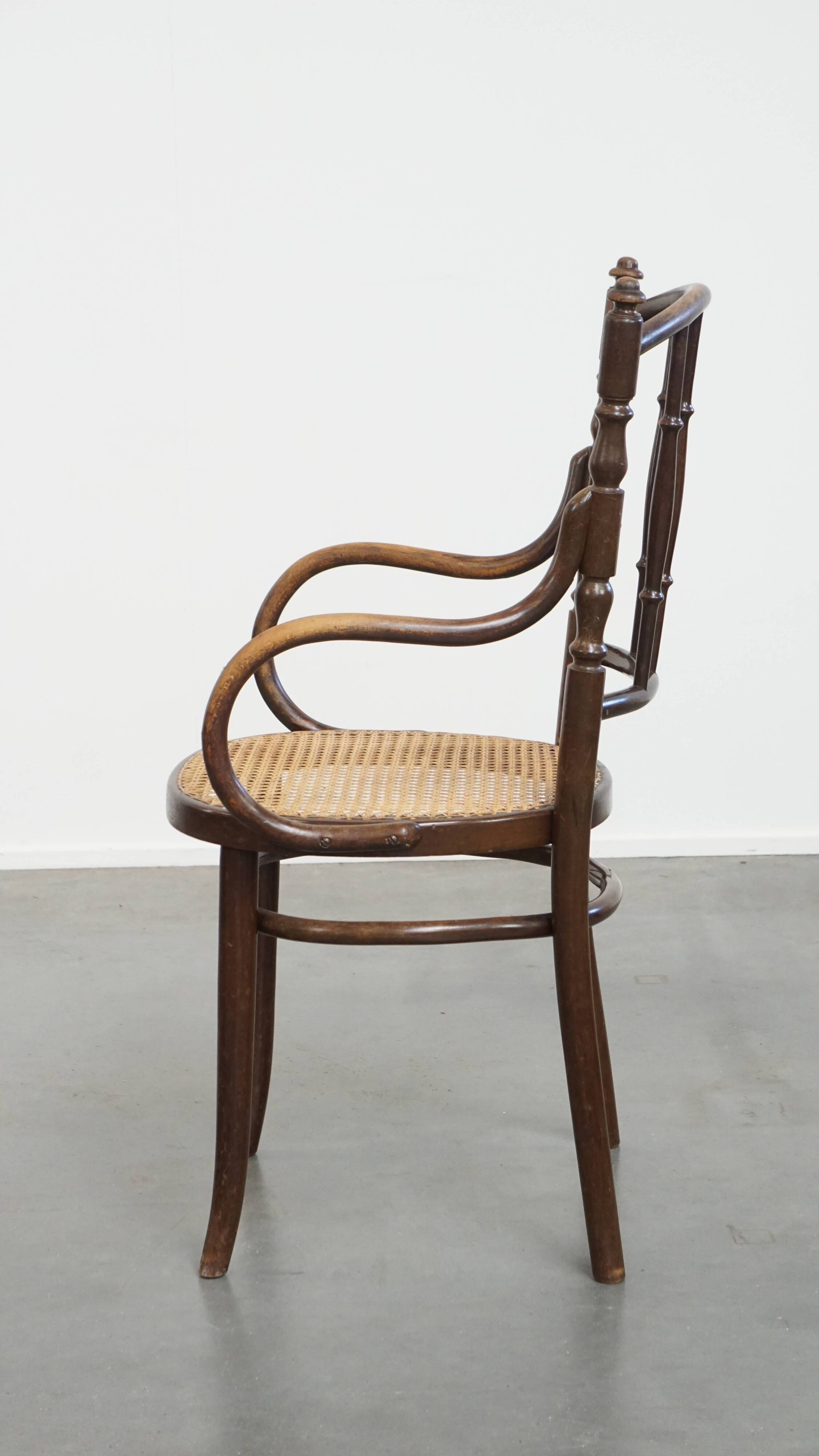 Original vintage Thonet bistro design chair with armrests