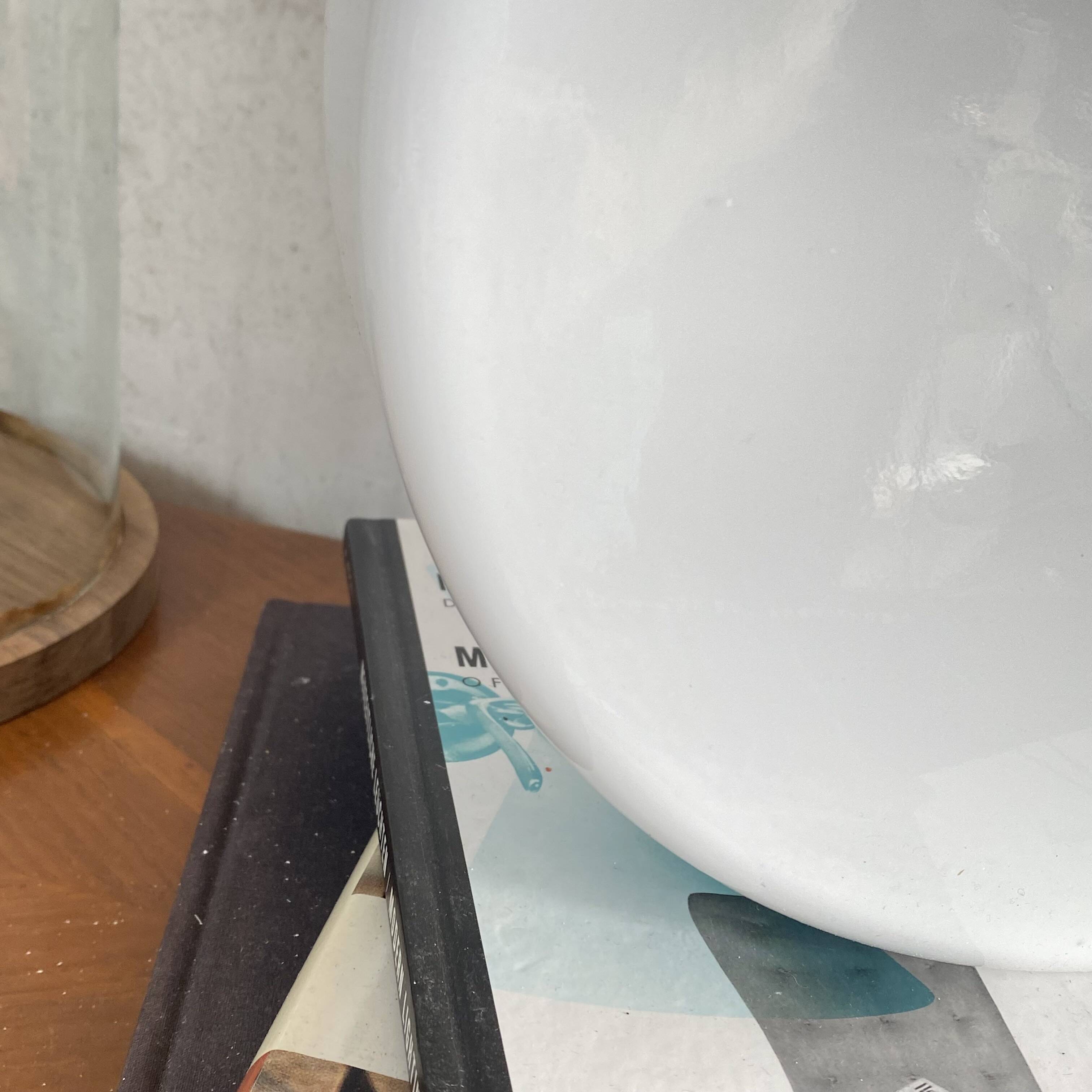 Large wall lamp with white opaline glass, vintage ceiling light, 26 cm.