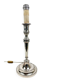 Silver-plated bronze lamp base, candlestick converted into a lamp, H. 53.5 cm