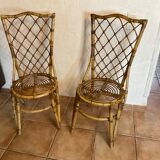 Pair of vintage rattan chairs Louis Sognot
