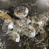 Set of five champagne glasses engraved vintage