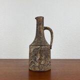 Brutalist vintage studio pottery vase carafe by Gerhard Liebenthron, 1970s.