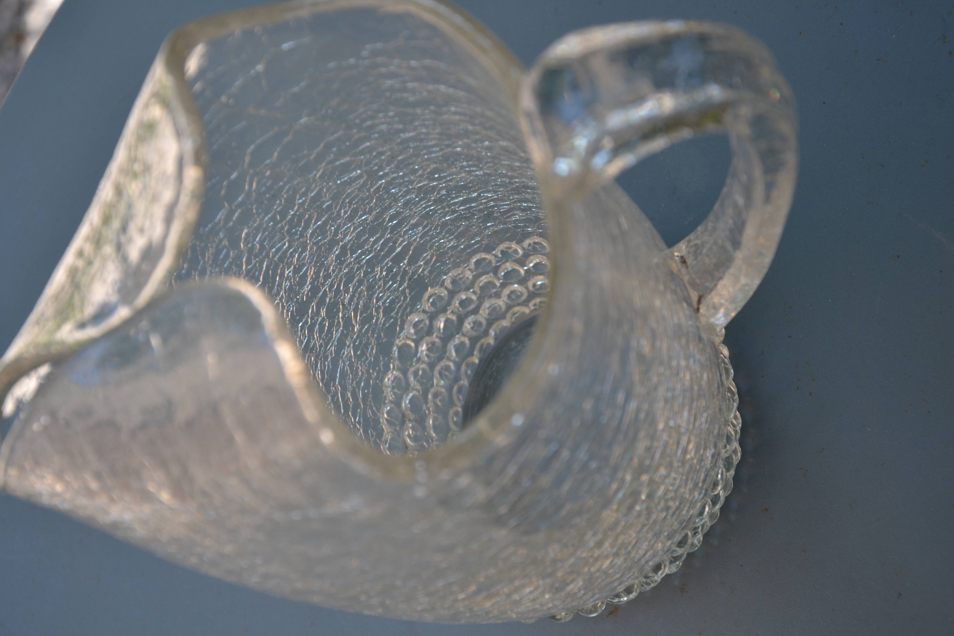 Special crackled glass pitcher with spikes