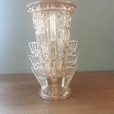Art deco vase in orange iridescent glass