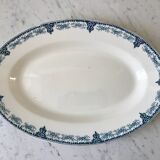 large oval dish in Terre de Fer Longwy model Bellanger late 19th century
