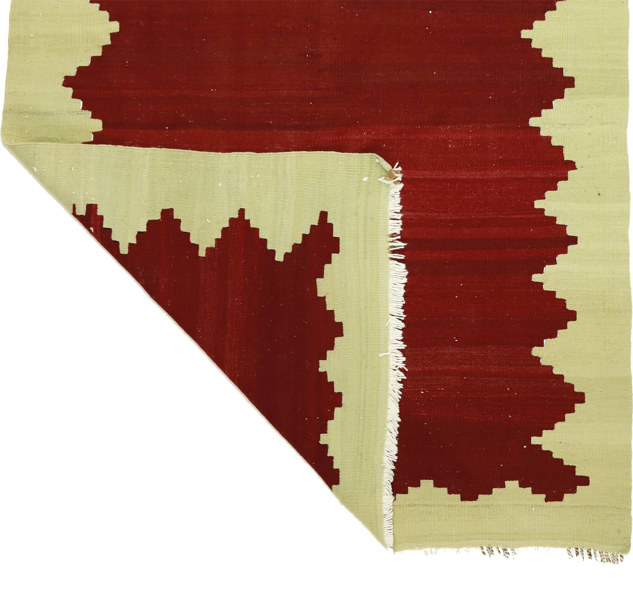 Vintage Minimalist Turkish Kilim Rug 133x213 cm Handmade Wool