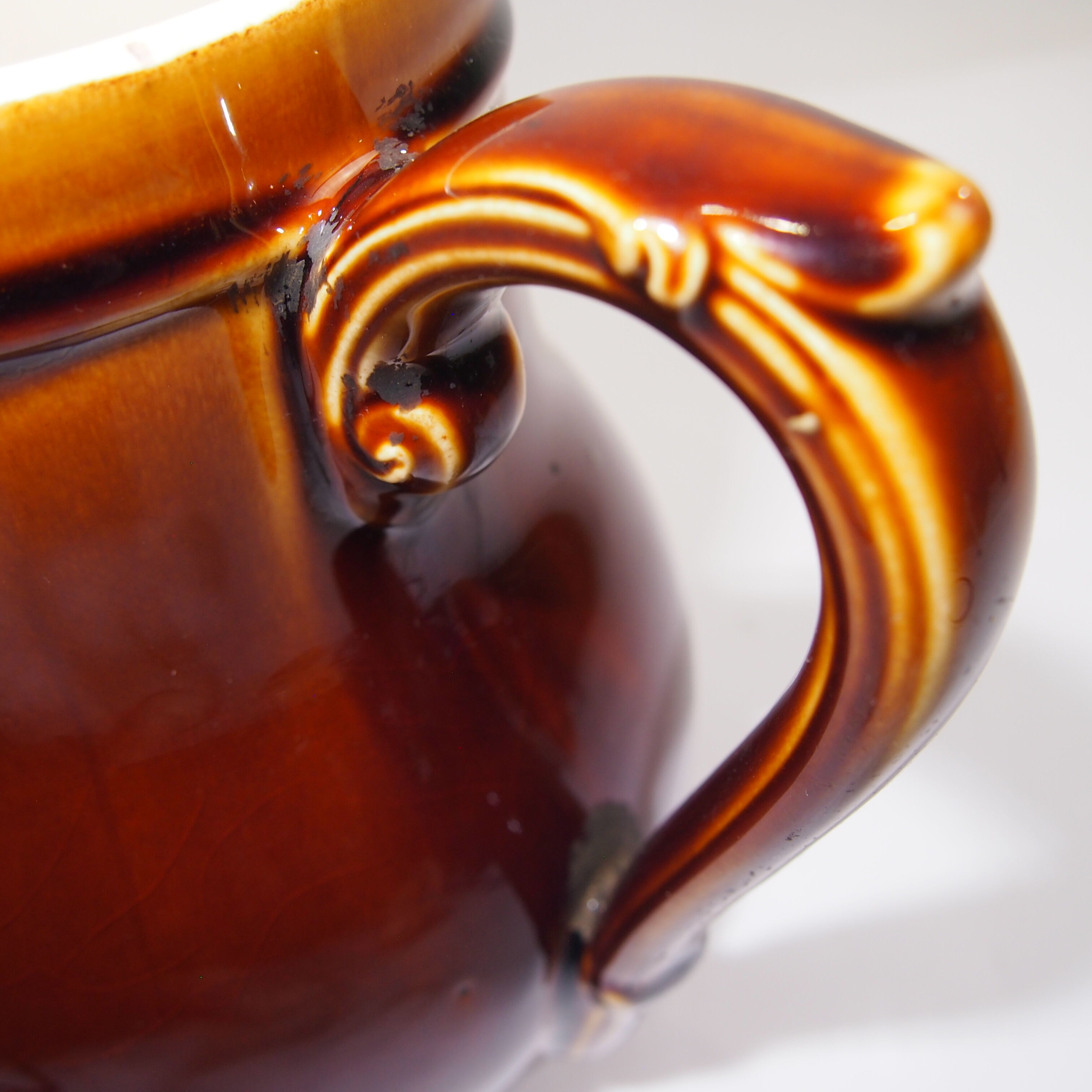 French ancient sandstone pitcher/crucing pitcher with ochre enamel