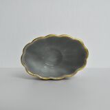 Crackle glaze porcelain vase, gold and orange-brown on grey, Denmark 1930s