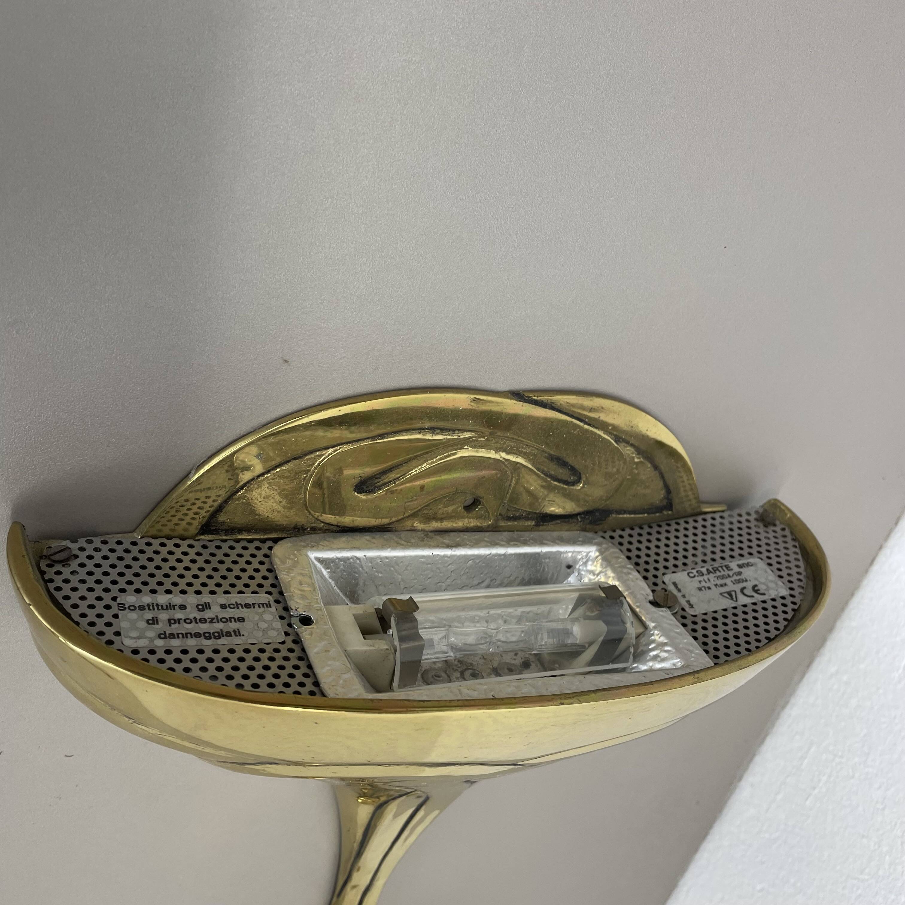 Set of 2 xxl 48cm Floral Brass Wall Light Sconces by C.S. ARTE, Italy 1980s