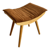 1970's Mid-Century Modern Beechwood Stool with New Upholstery