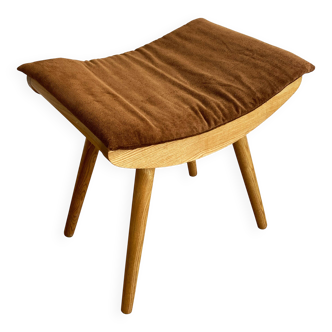 1970's Mid-Century Modern Beechwood Stool with New Upholstery