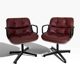 Charles Pollock paire de fauteuils Executive Knoll cuir bordeaux 1970