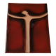 Croix murale en émail rouge et doré sur cuivre Atelier Chehab vintage