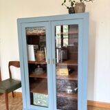 Bibliothèque vitrée bleu orage