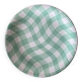 Flat serving plate Salins 60s vintage turquoise green Croisette pattern
