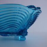 Rare Art Deco Glass Josef Inwald With Fish Feet Bowl-Gorgeous Rich Blue