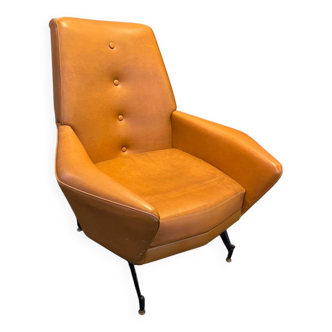 Vintage design armchair Skaï 50's ITALY