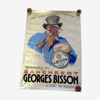Affiche publicite 1937 henry le monnier camembert bisson france
