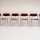 Set of 6 stackable chairs in rust colour by Gijs van der Sluis, 1970s.