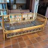 Lit gigogne rotin 1960