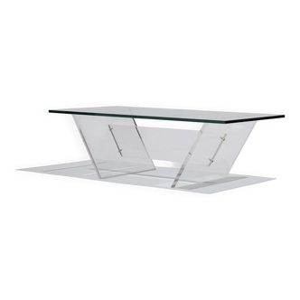 Table basse en verre et plexiglass, 1970s
