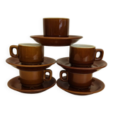 5 bistro cups and their saucers