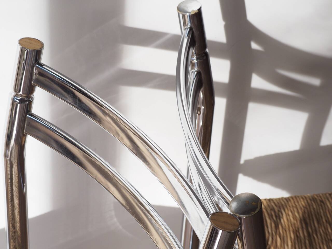 4 modernist straw chairs