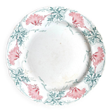 K&G Lunéville round dish in green and pink ironstone, "Roland" service