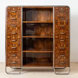 Bibliothèque Bauhaus, base en acier tubulaire, placage de noyer, années 1930