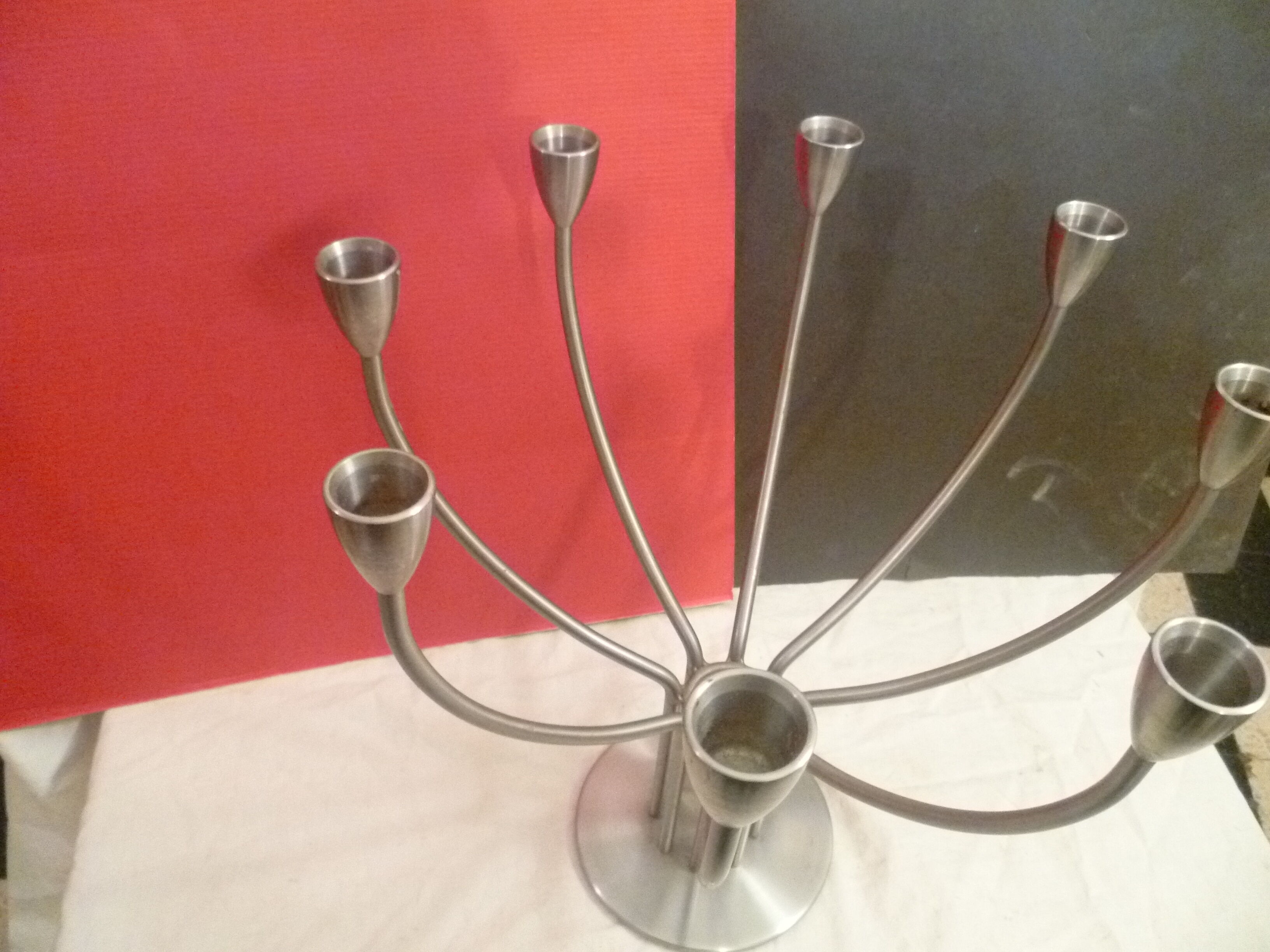 Chandelier design  en acier brosse 8 branches