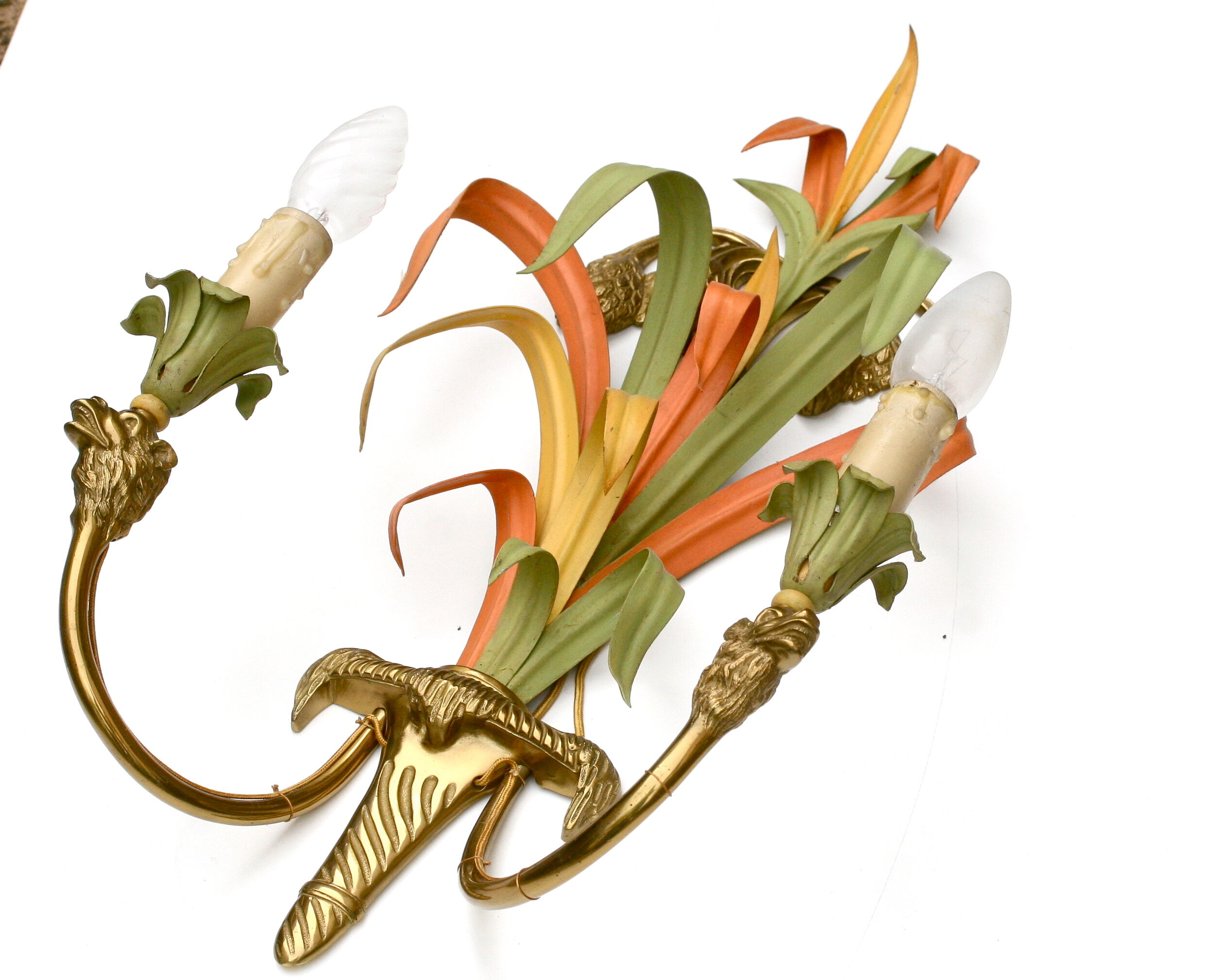 Maison Baguès, three bronze appliques decorated with camel heads and palm leaves