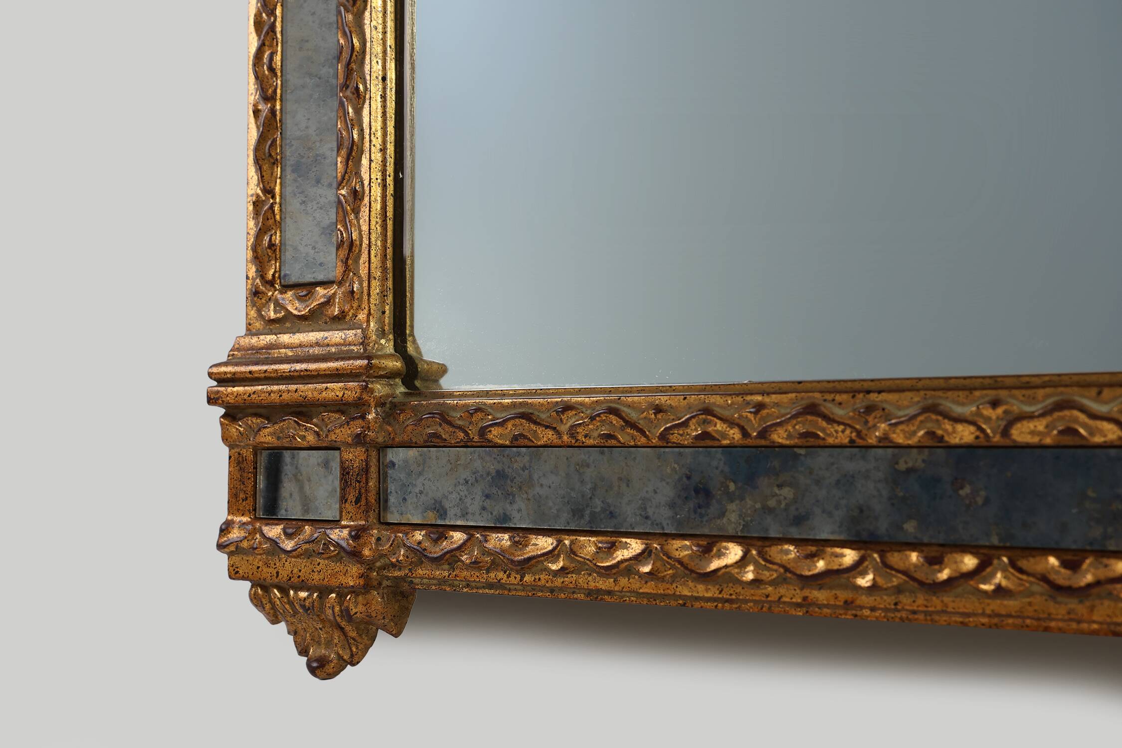 20th century Belgian Rococo-Venetian Mirror in Gilded Wood