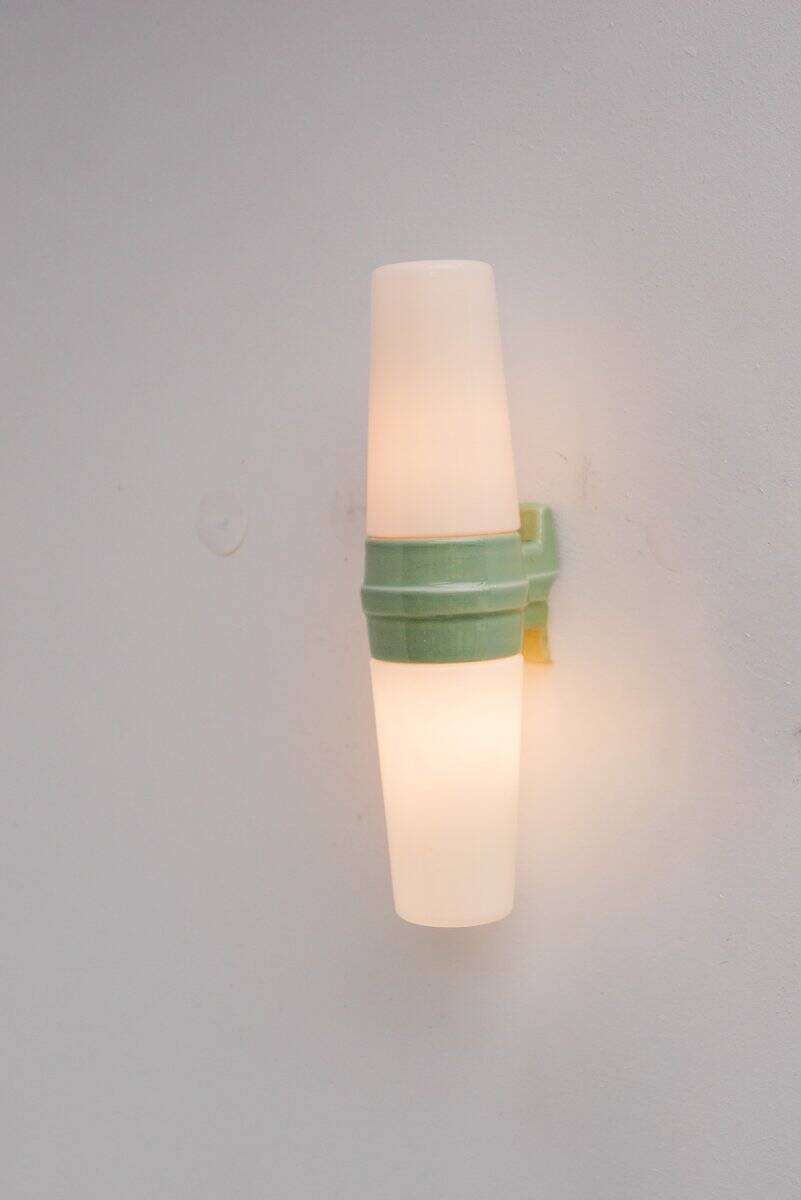 Vintage porcelain bathroom light by Sigvard Bernadotte for Ifö, 1960
