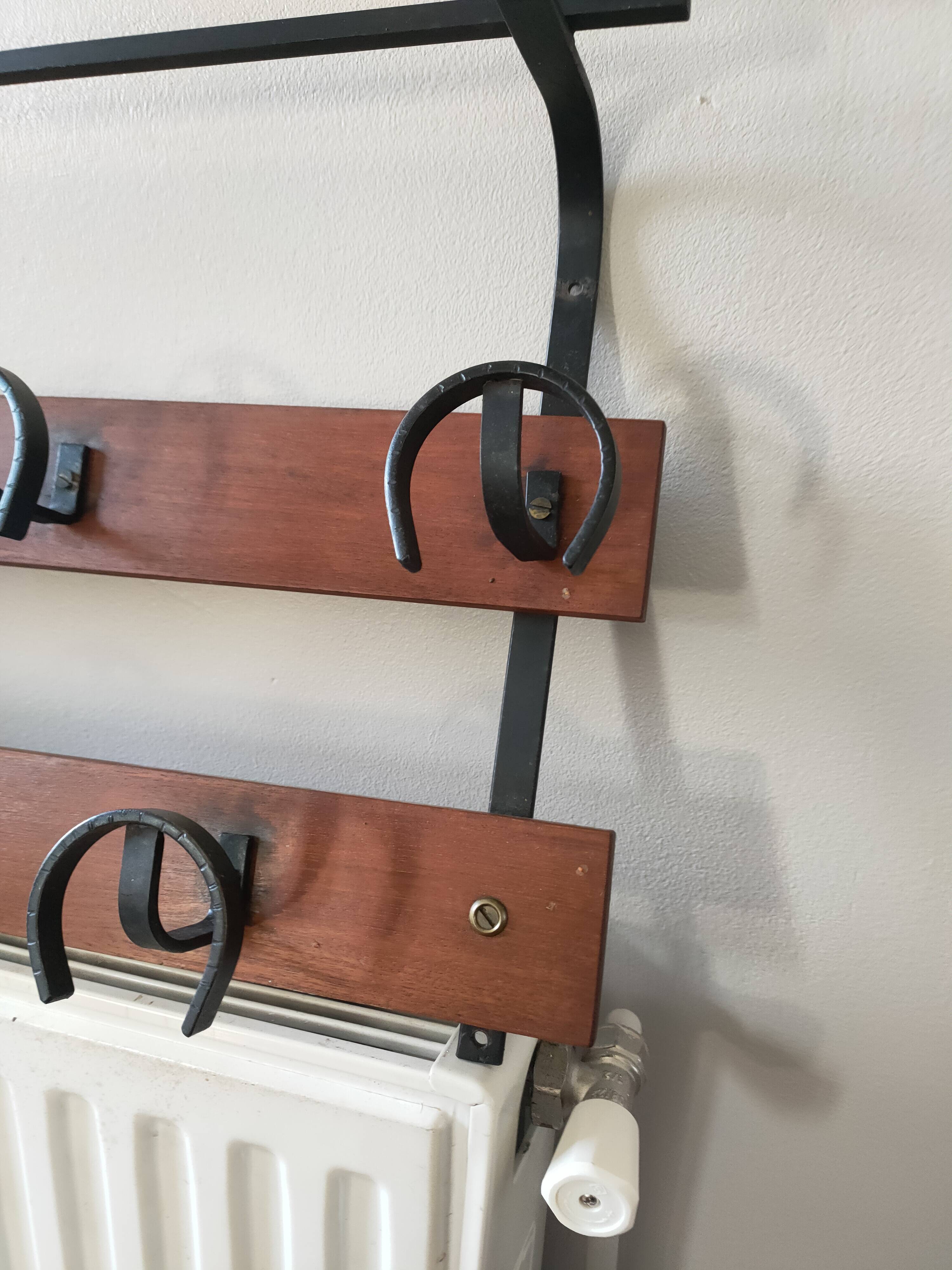 vintage teak coat rack with 6 hooks
