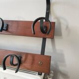 vintage teak coat rack with 6 hooks