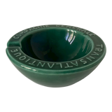 Beautiful ashtray of the Compagnie Générale Transatlantique in bottle green glazed earthenware