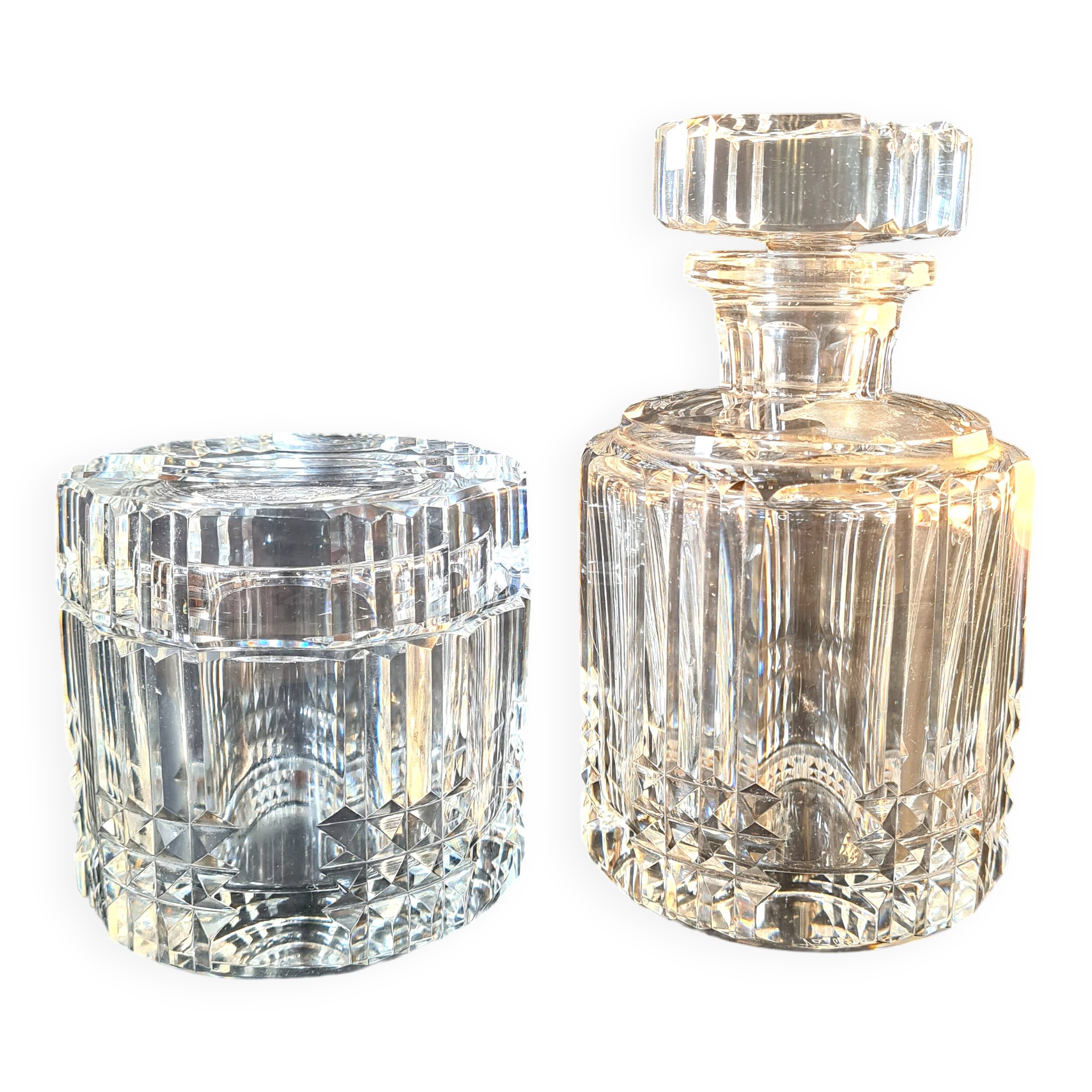 Crystal carafe and ice bucket from Val Saint Lambert – Elegance for the bar.