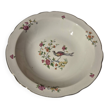 Digoin sarreguemines condé plat creux 28cm décor oiseau fleurs vintage
