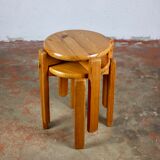 Pair of stackable pine stools