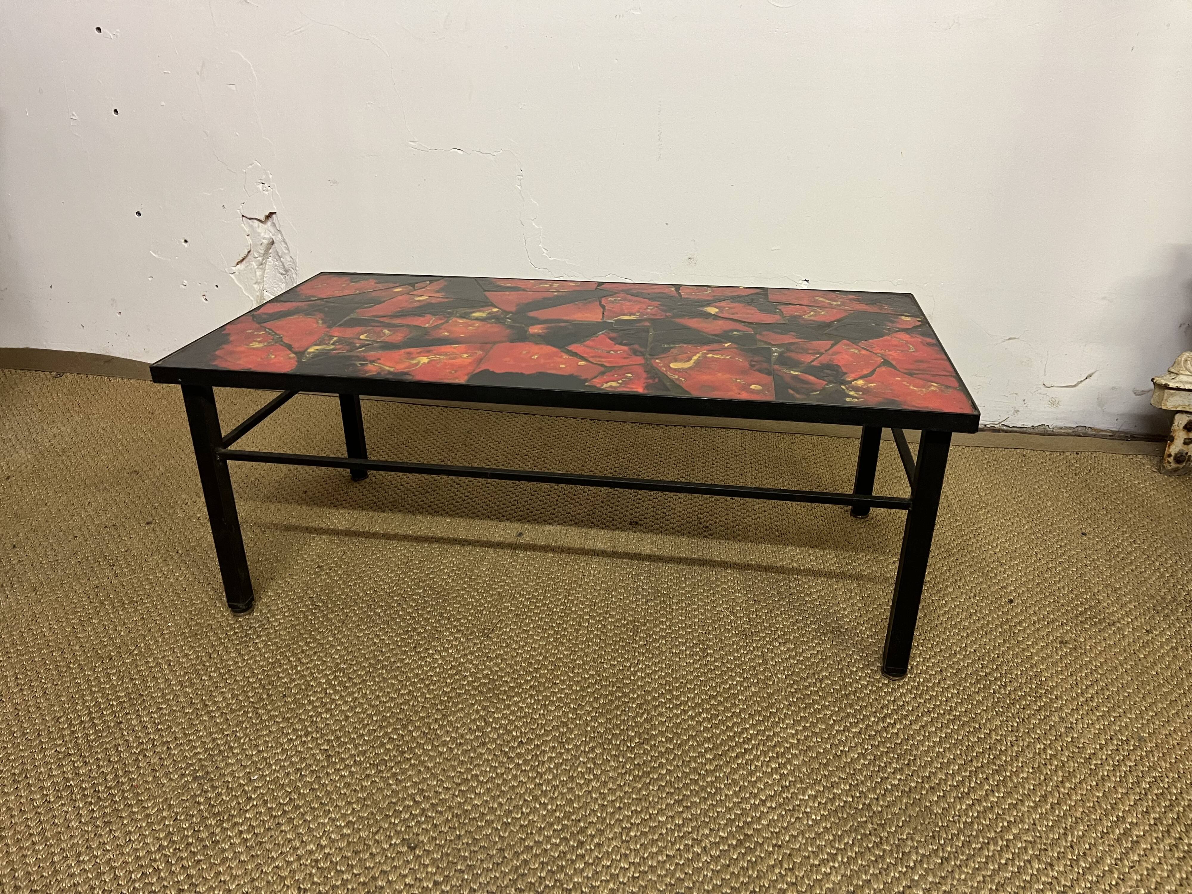 Vintage 1970s coffee table in Valauris style