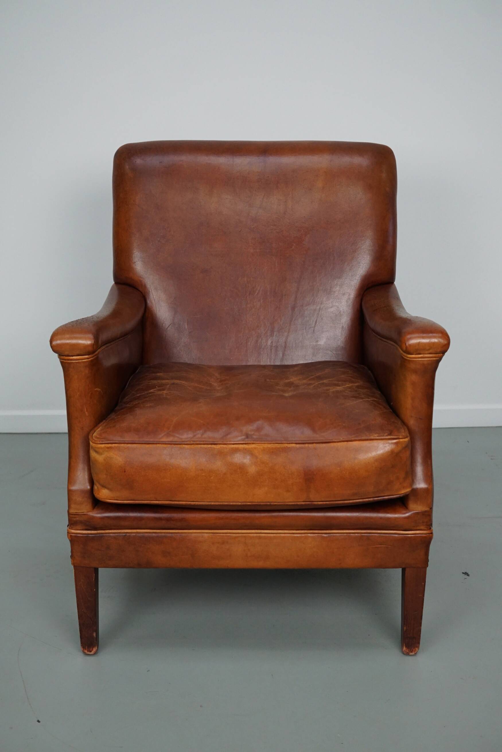 Vintage Dutch Cognac Colored Leather Club Chair