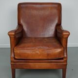 Vintage Dutch Cognac Colored Leather Club Chair
