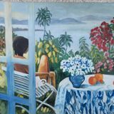 Tableau Moderne Paysage fleuris 54 x 46