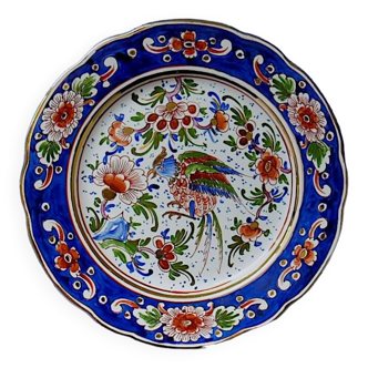 Earthenware plate with ornithological decoration