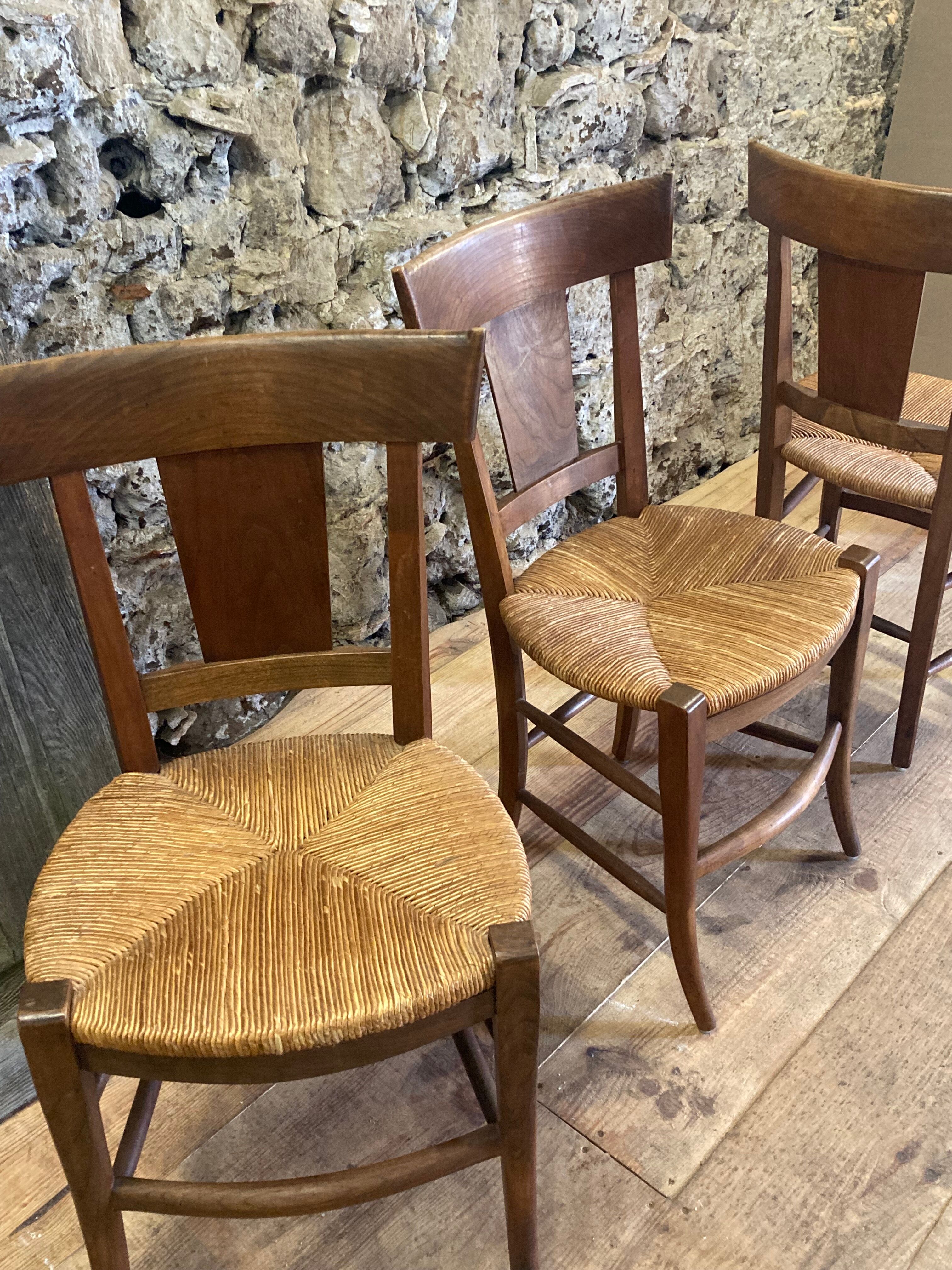 3 rustic chairs mulched solid wood Directoire