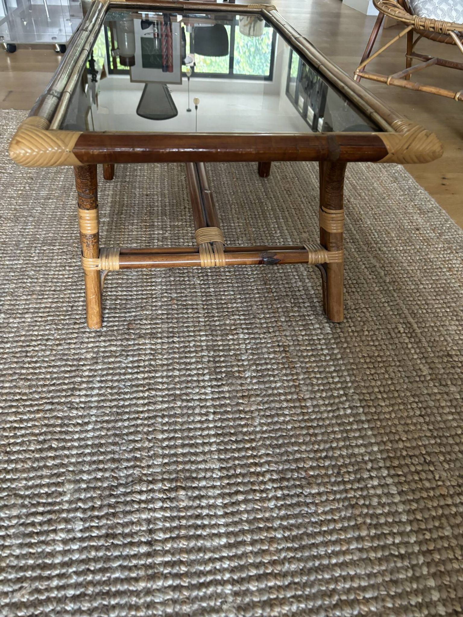 Table basse bambou et rotin