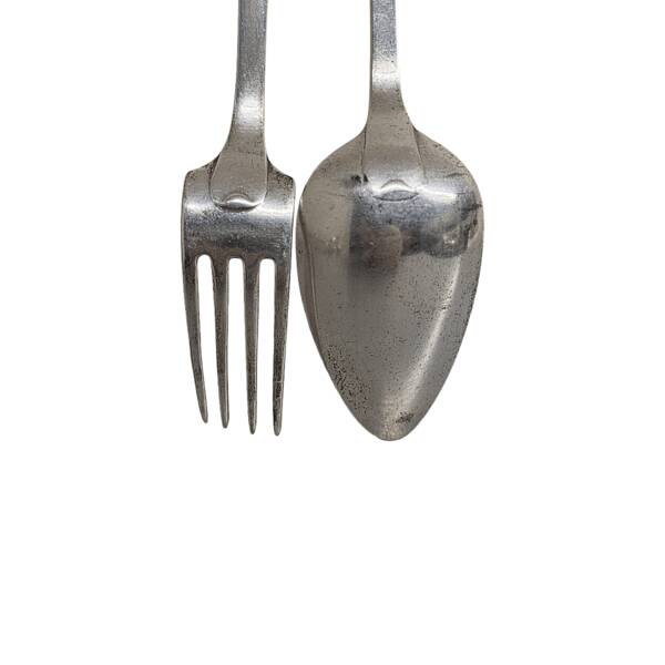 Antique Dutch Silver Fork And Spoon From Kempen, early 1900s