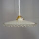 Flat white opaline hanging with transparent toothed collar